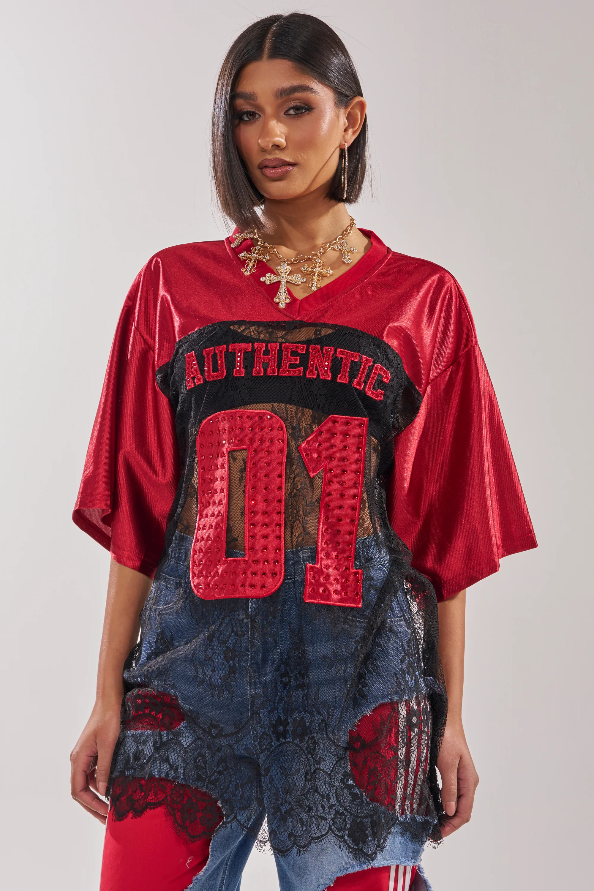 IT GIRL LACE JERSEY DRESS - Image 4