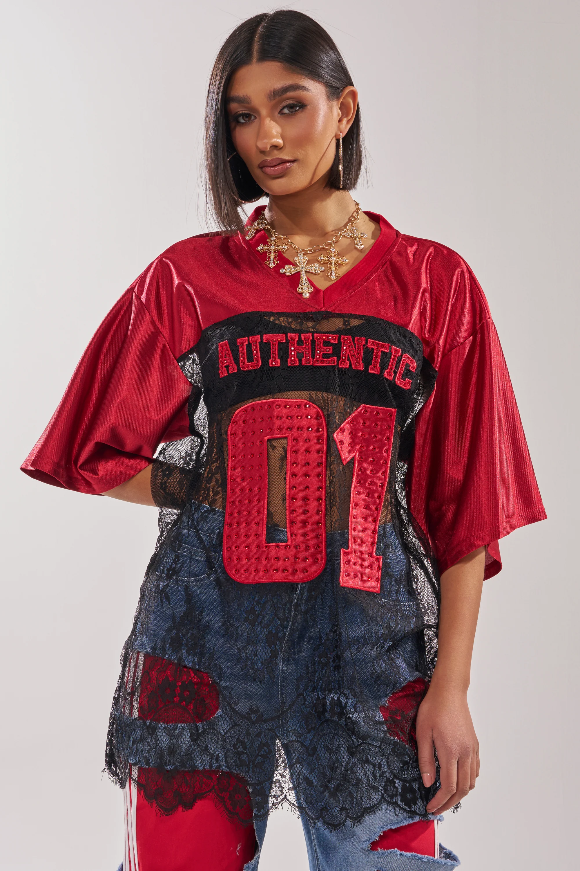 IT GIRL LACE JERSEY DRESS - Image 5