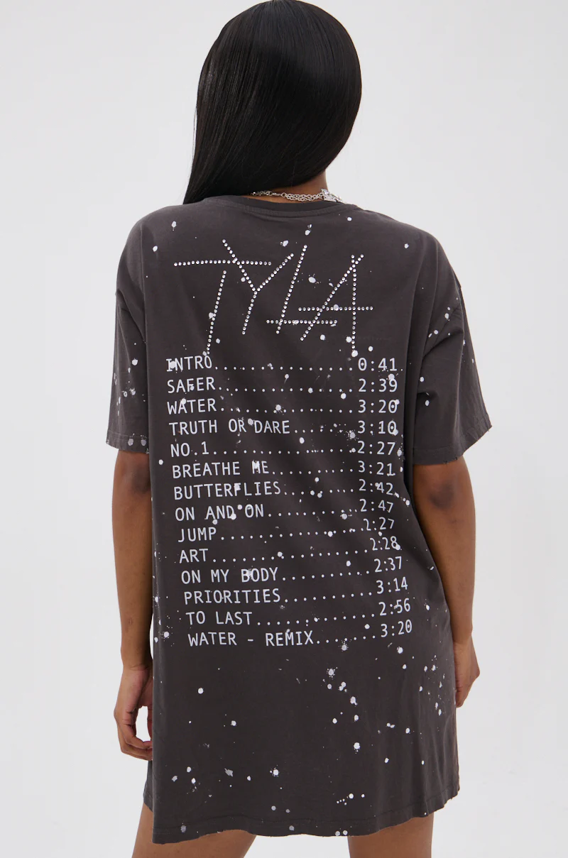 IT GIRL SPLATTERED GRAPHIC TSHIRT DRESS WITH RHINESTONES - Image 4