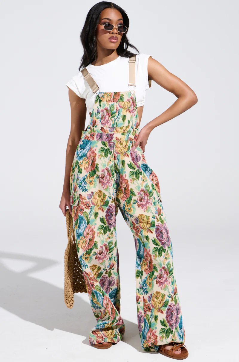 IT'S GIVING VINTAGE TAPESTRY OVERALLS - Image 2
