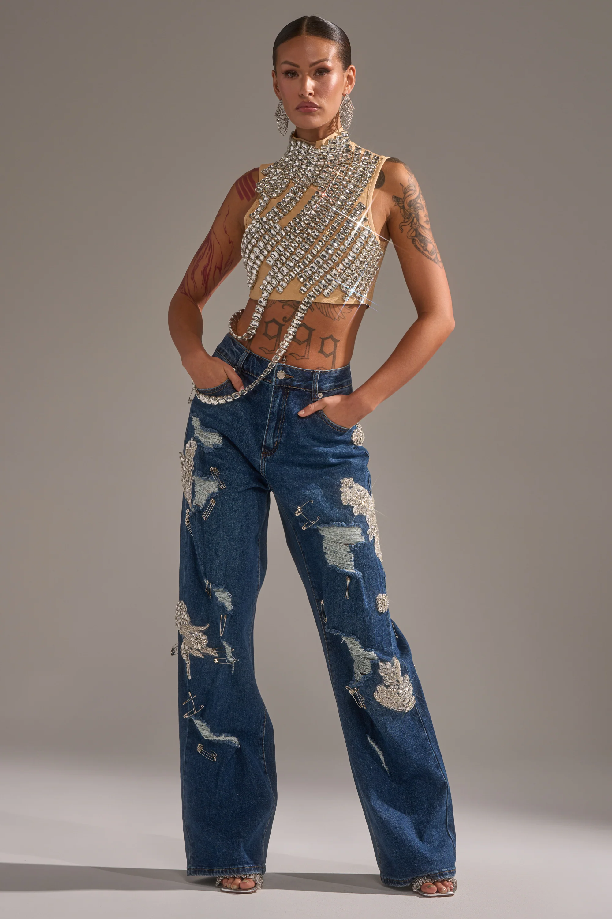ITS YOUR TIME RHINESTONE MOCK NECK BLOUSE - Image 7