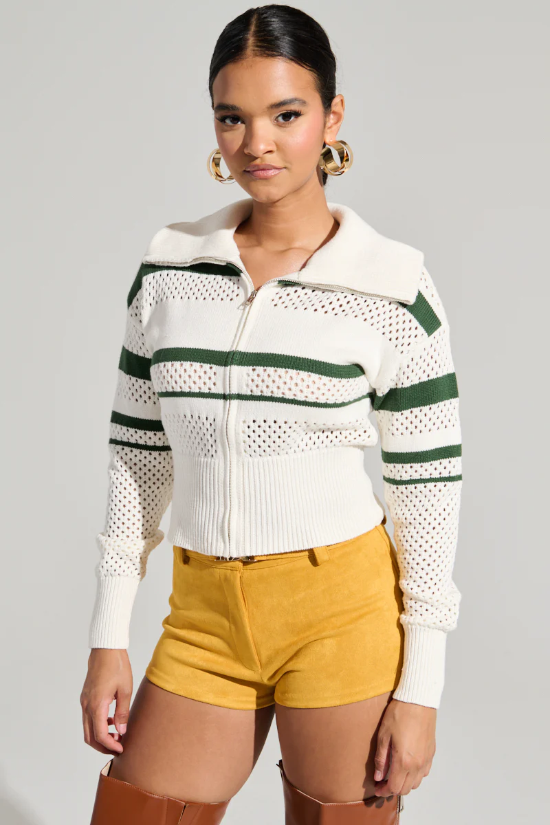 IVY LEAGUE STRIPED ZIP UP SWEATER - Image 3