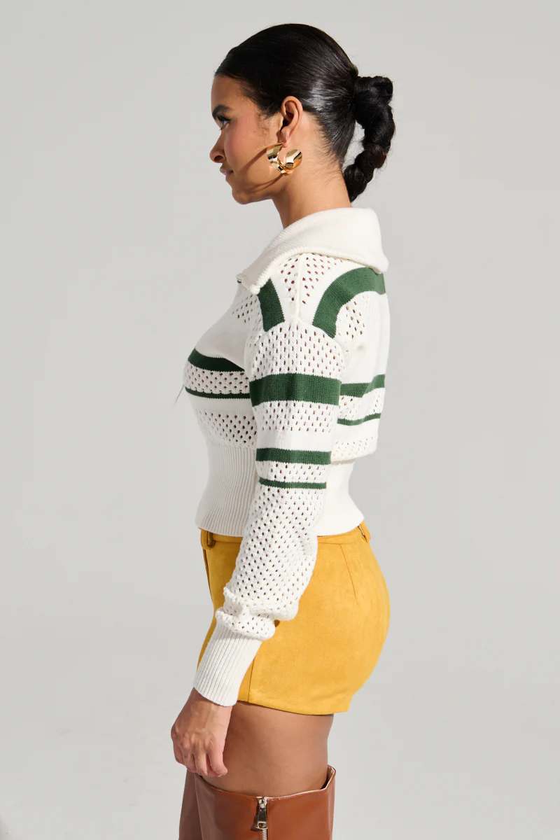 IVY LEAGUE STRIPED ZIP UP SWEATER - Image 4