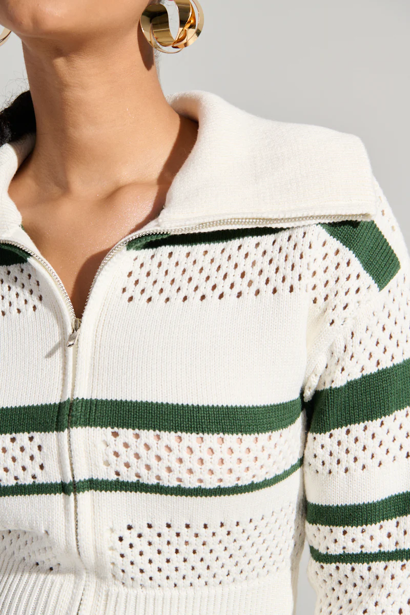 IVY LEAGUE STRIPED ZIP UP SWEATER - Image 8