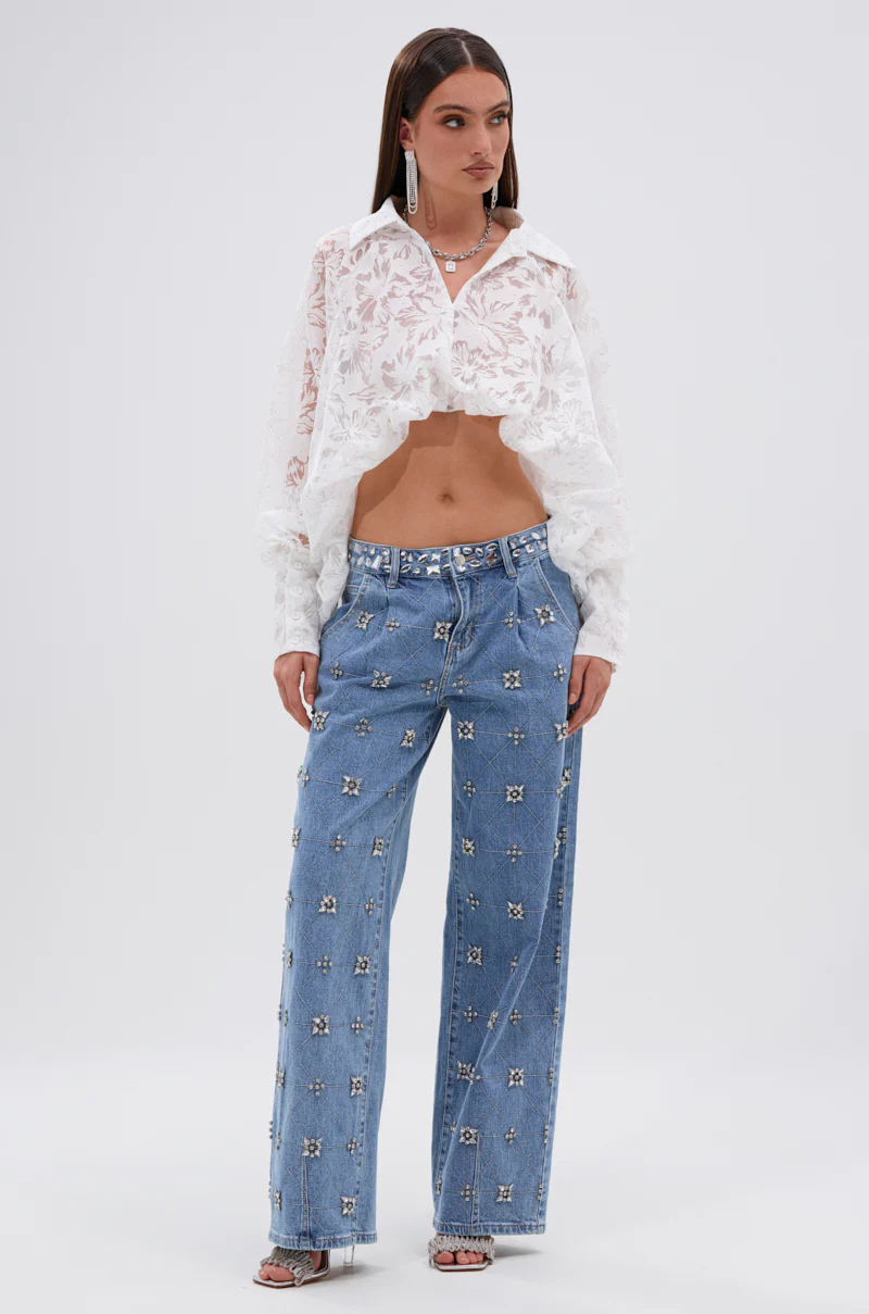 JACKIE RHINESTONE CROP BLOUSE - Image 7