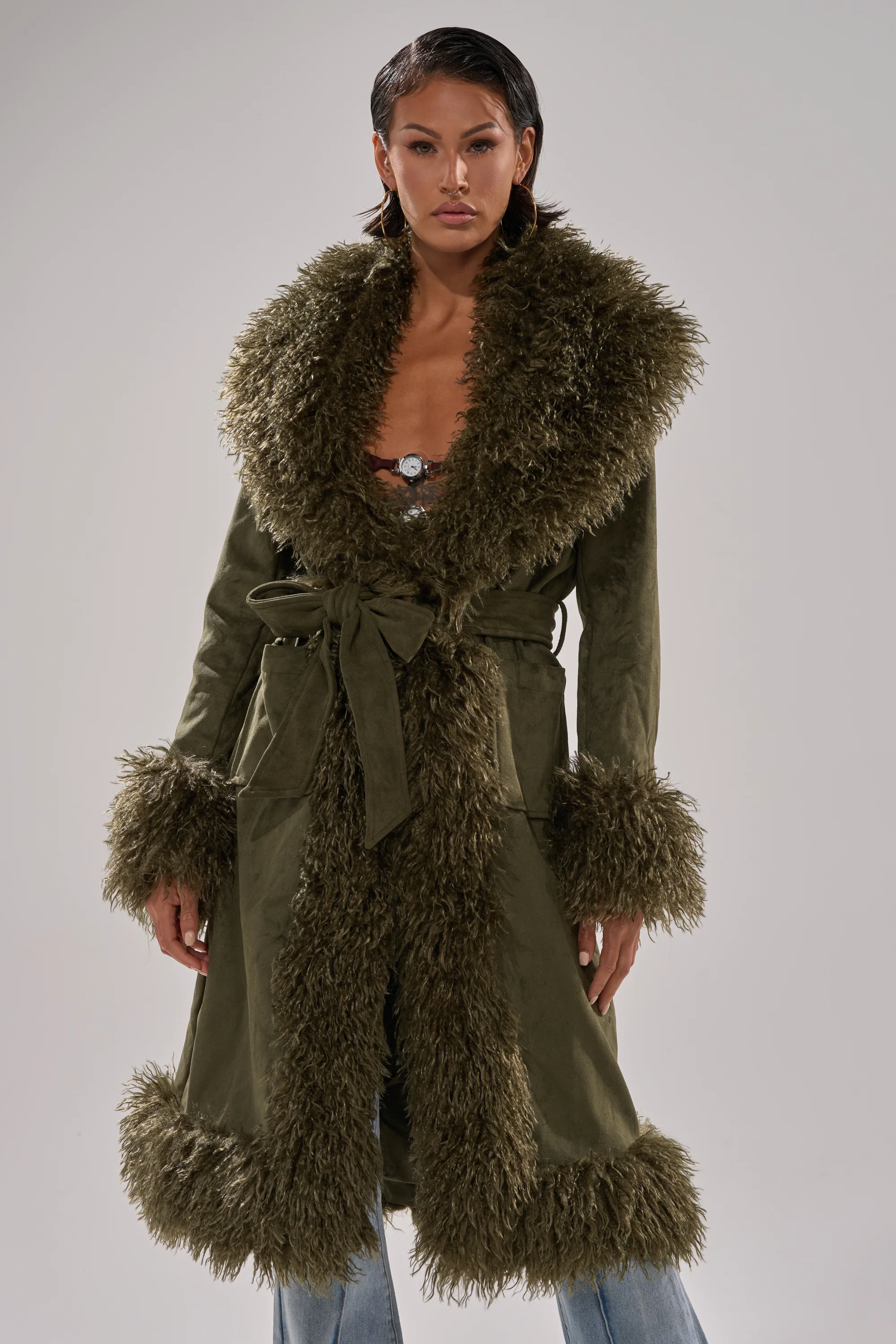 JADE FUR TRIM TRENCH - Image 3