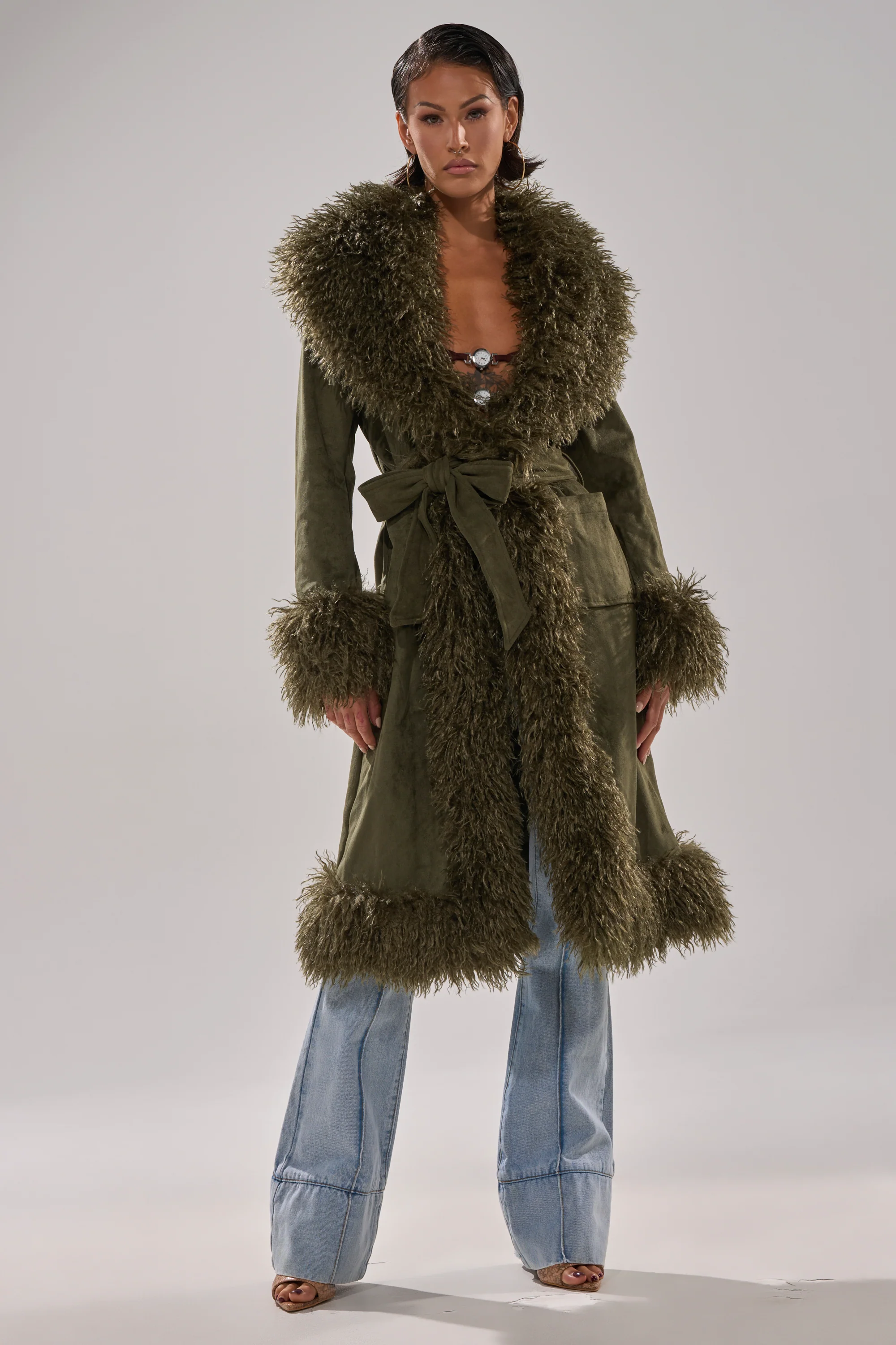 JADE FUR TRIM TRENCH - Image 7