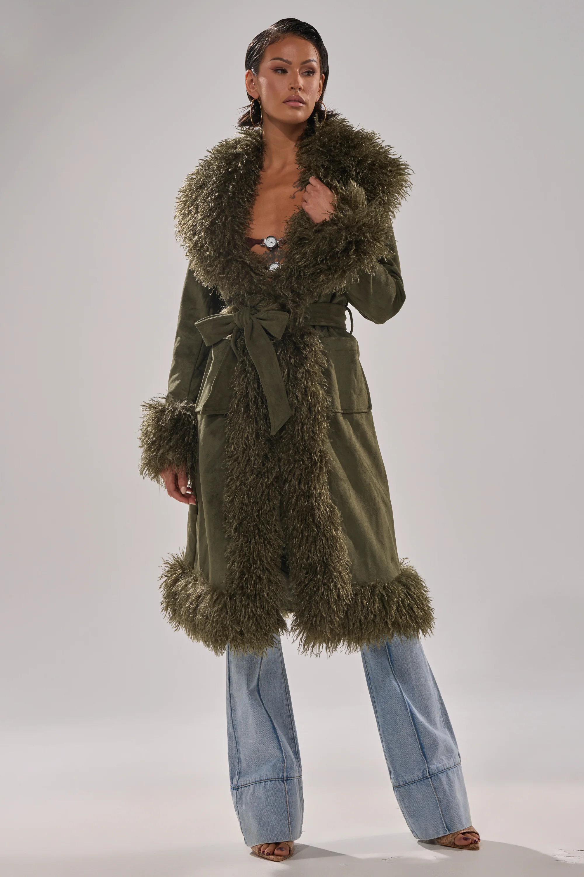 JADE FUR TRIM TRENCH - Image 9