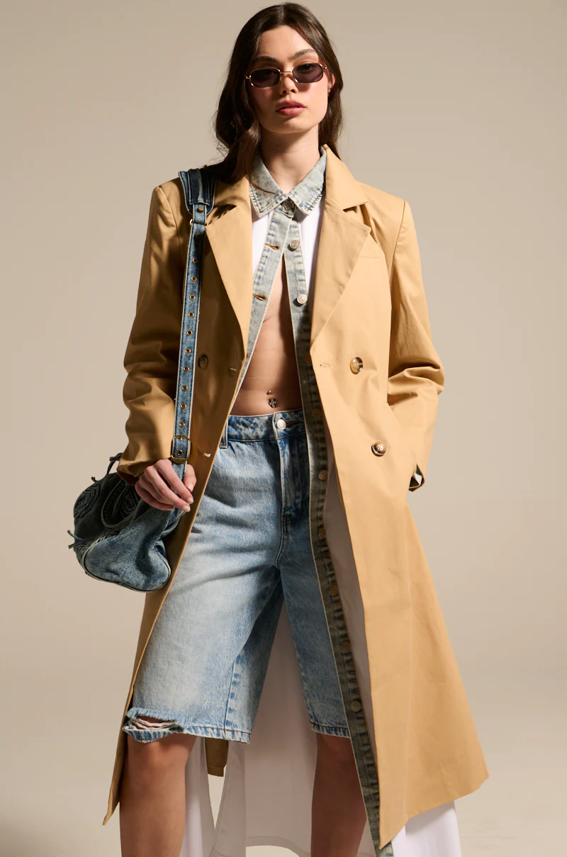 JADE STRUCTURED TRENCH IN KHAKI - Image 2