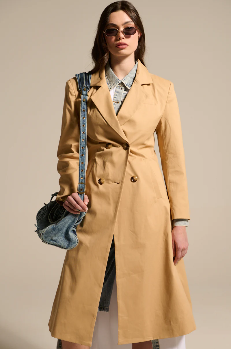 JADE STRUCTURED TRENCH IN KHAKI - Image 3