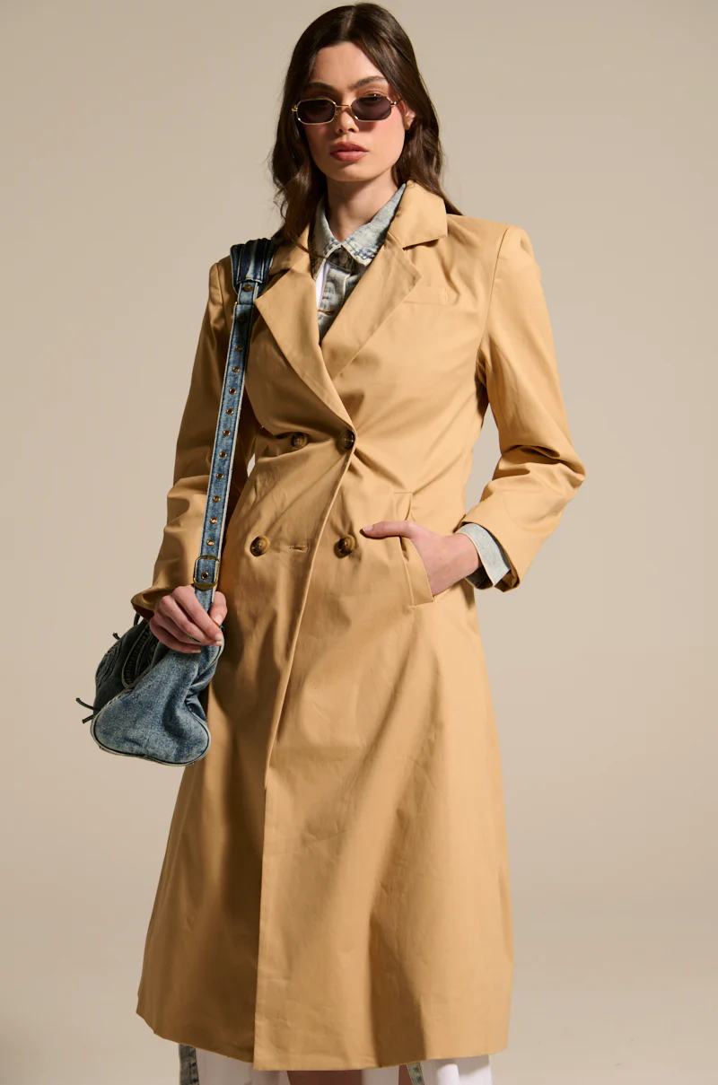 JADE STRUCTURED TRENCH IN KHAKI - Image 4