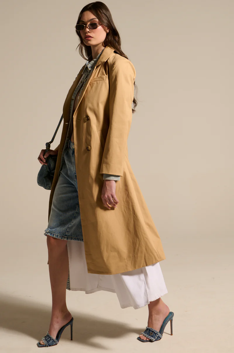 JADE STRUCTURED TRENCH IN KHAKI - Image 7