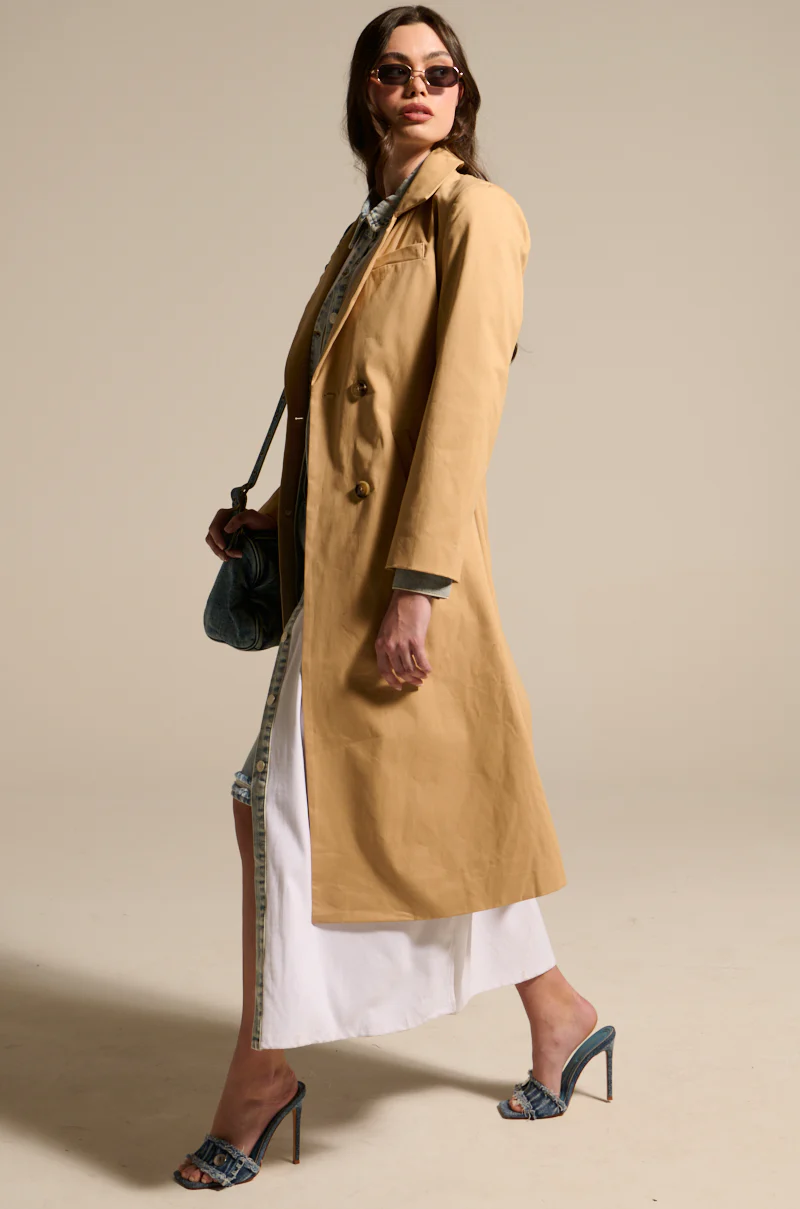 JADE STRUCTURED TRENCH IN KHAKI - Image 9
