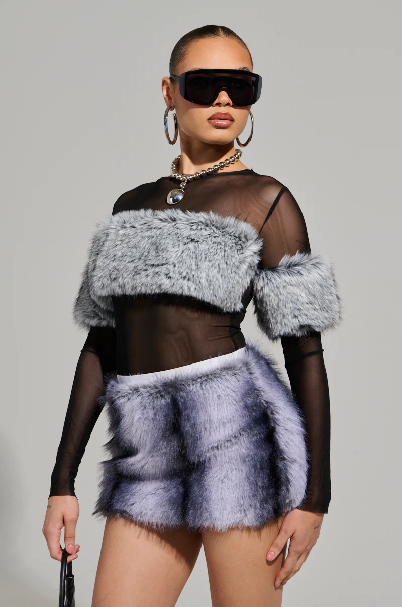 JENNY LONG SLEEVE TOP WITH FUR - Image 2
