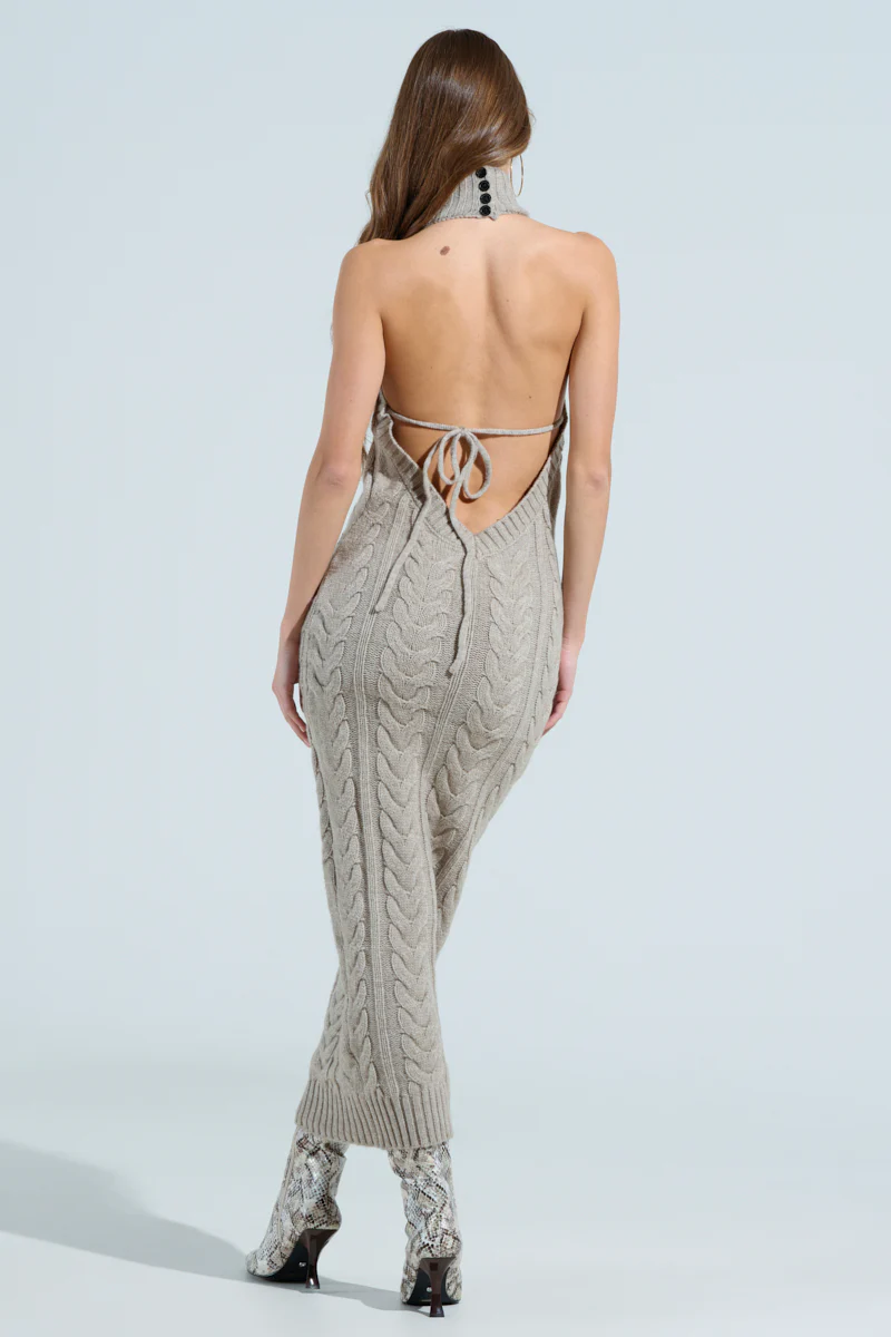 JESSICA CABLE KNIT SWEATER MIDI DRESS - Image 4