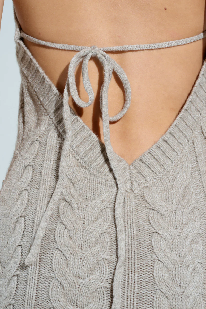 JESSICA CABLE KNIT SWEATER MIDI DRESS - Image 6