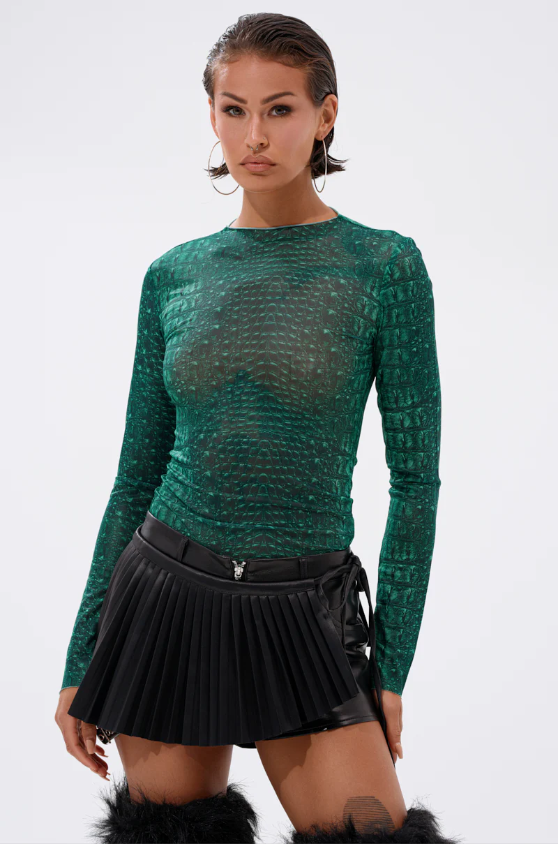 JESSICA PYTHON LONG SLEEVE MESH TOP - Image 2