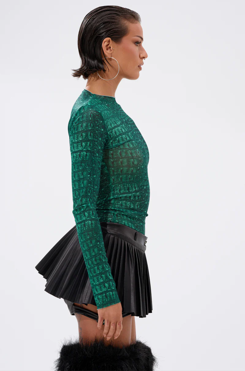 JESSICA PYTHON LONG SLEEVE MESH TOP - Image 3