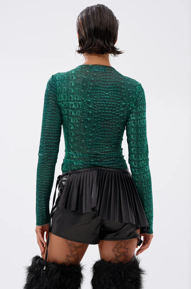 JESSICA PYTHON LONG SLEEVE MESH TOP - Image 4