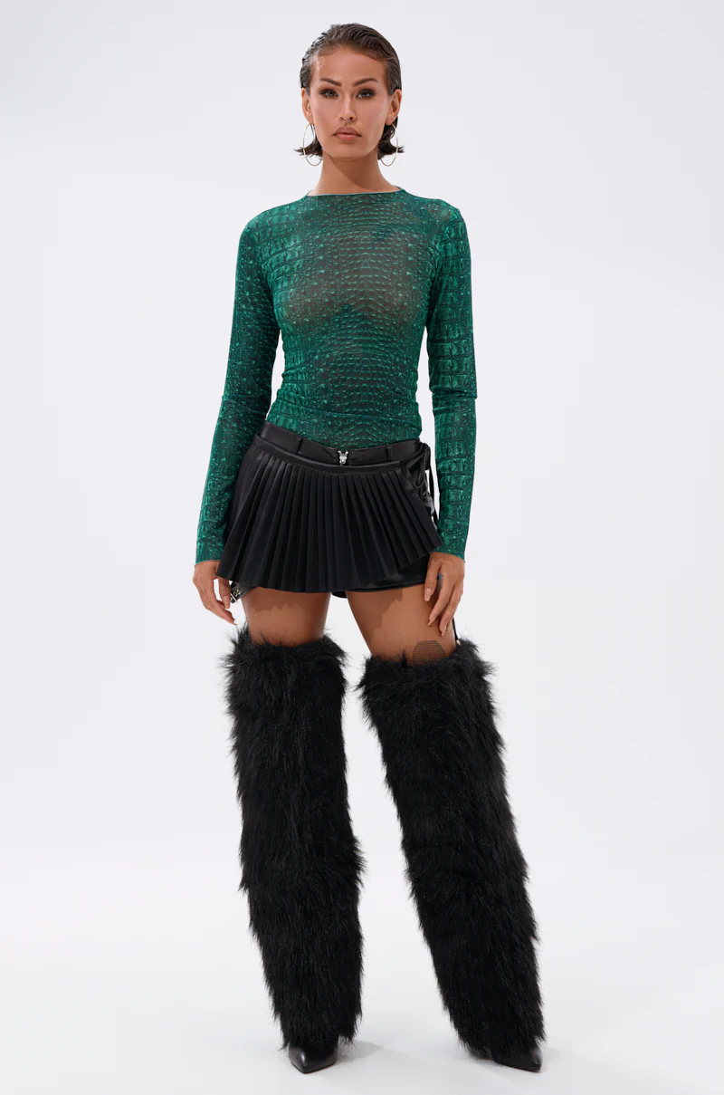 JESSICA PYTHON LONG SLEEVE MESH TOP - Image 5