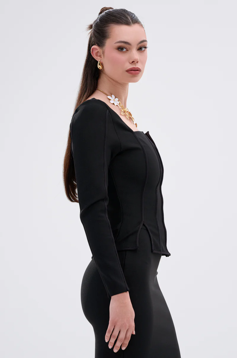 JESSIE BANDAGE ZIP UP BLOUSE - Image 2
