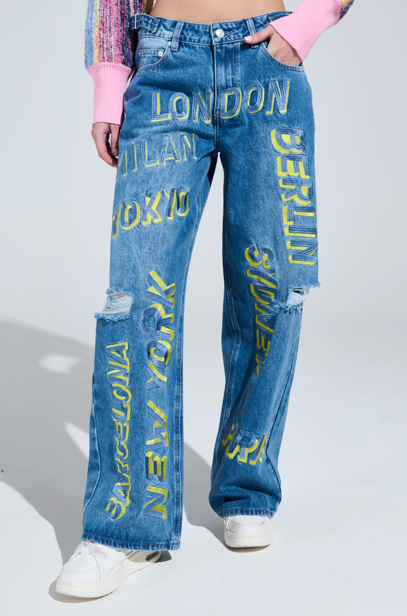 JETSETTER EMBROIDERY WIDE LEG JEANS - Image 2