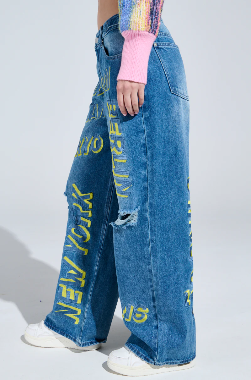 JETSETTER EMBROIDERY WIDE LEG JEANS - Image 3