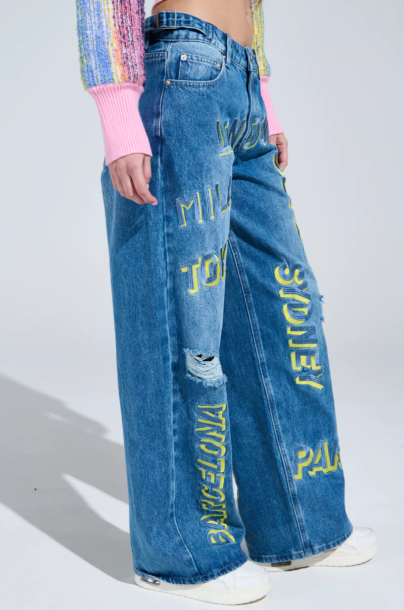 JETSETTER EMBROIDERY WIDE LEG JEANS - Image 4