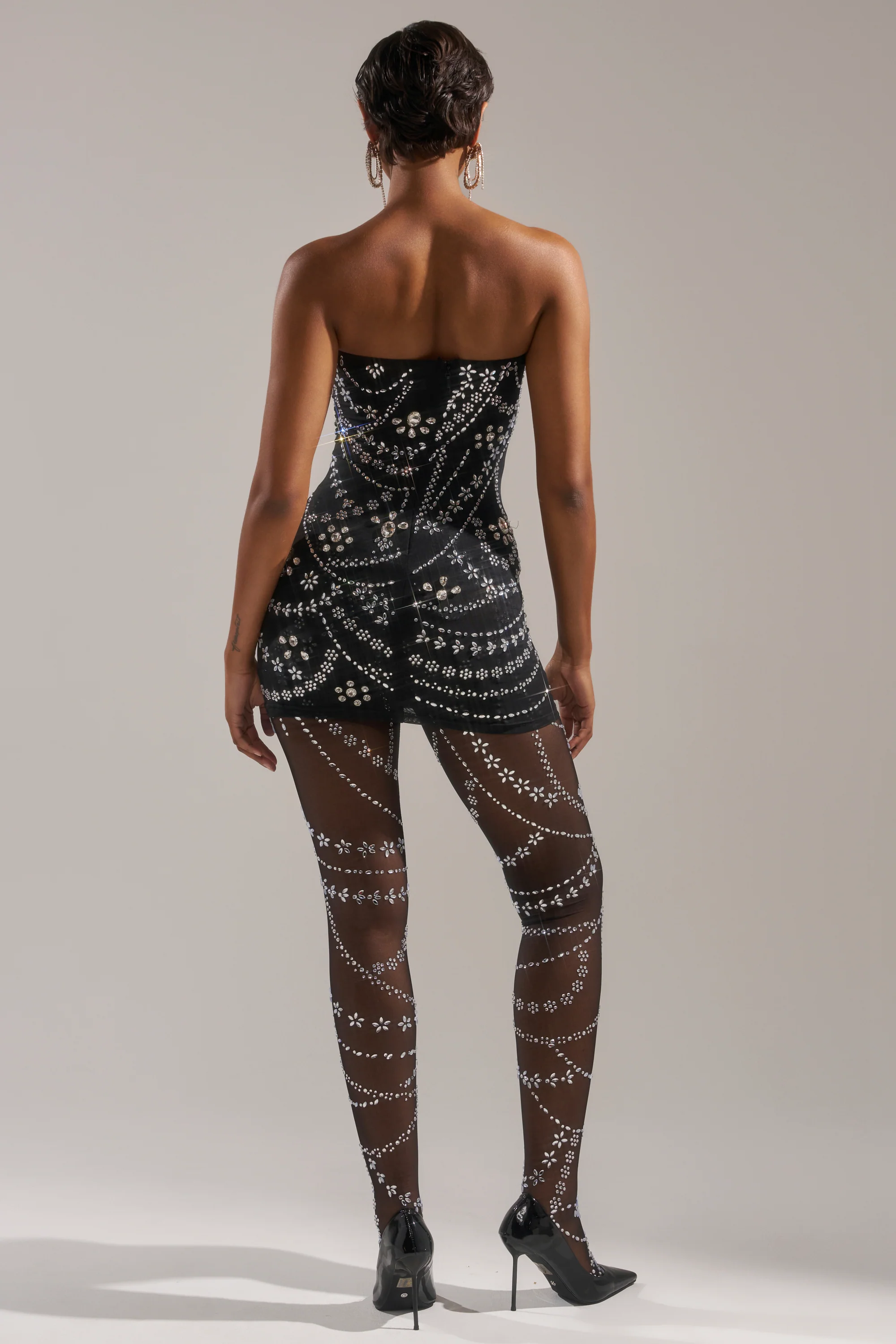 JEWELED UP TWO-PIECE RHINESTONE MINI DRESS - Image 7