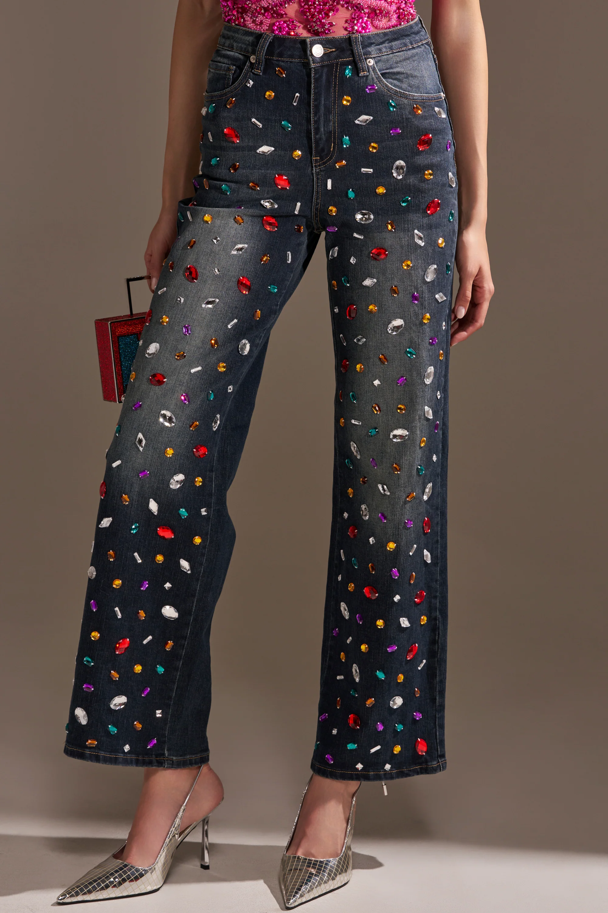 JEWELERS ROW RHINESTONE DENIM JEANS - Image 2
