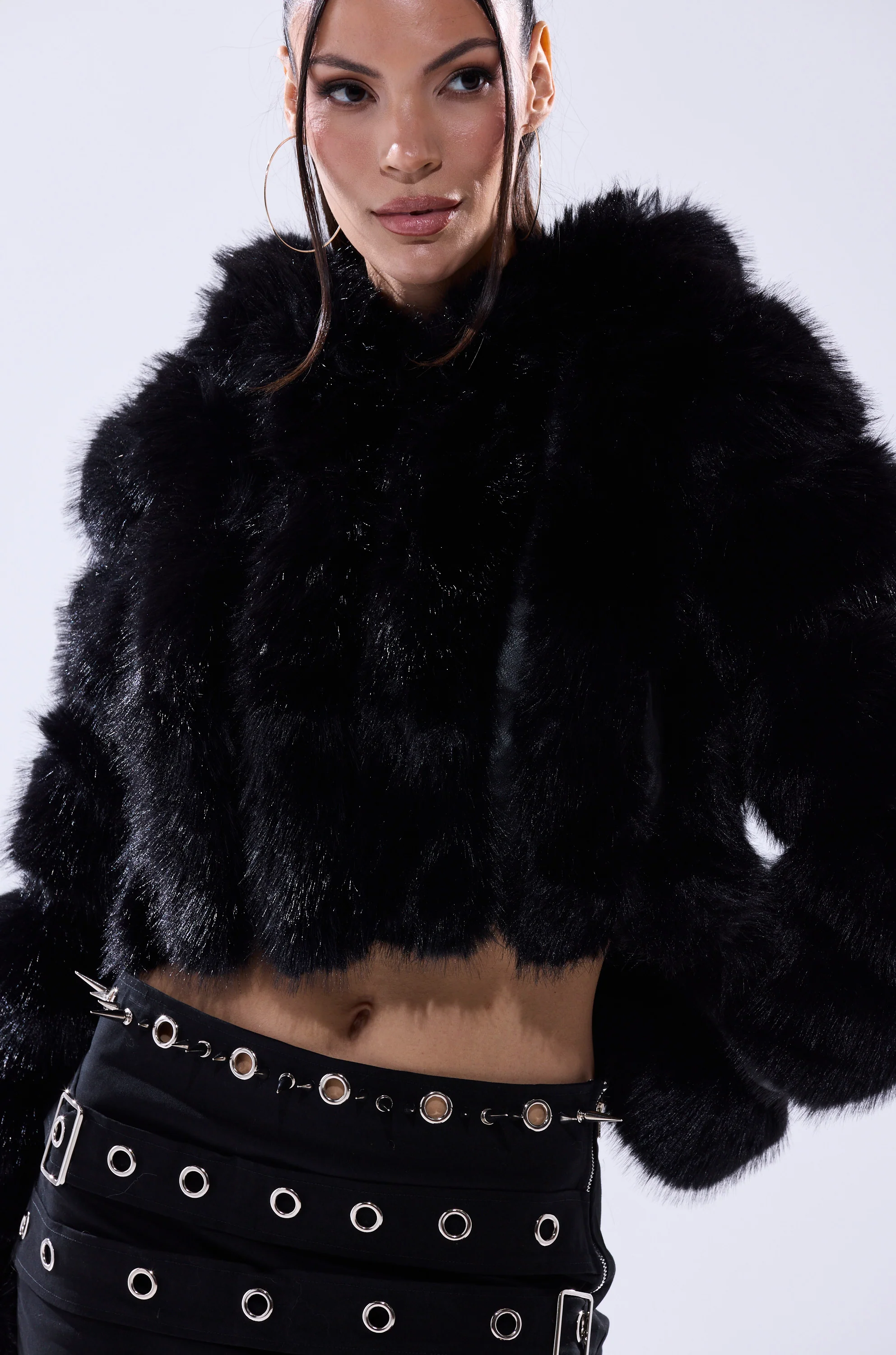 JOLENE FAUX FUR COAT IN BLACK - Image 4