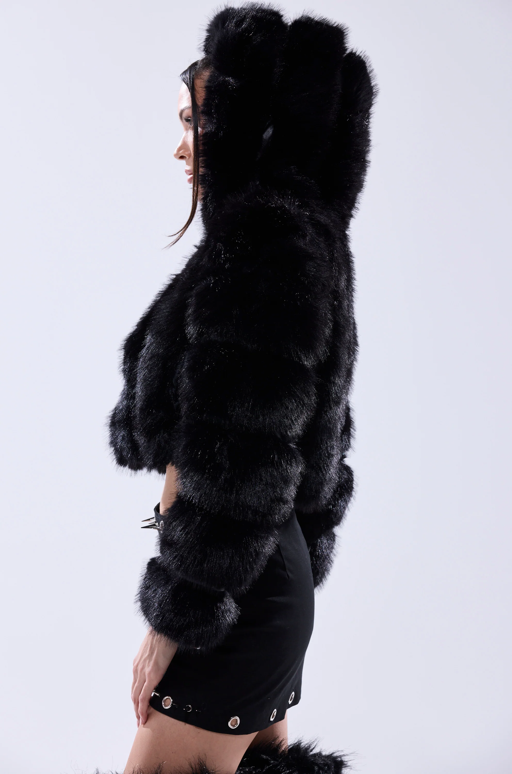 JOLENE FAUX FUR COAT IN BLACK - Image 7