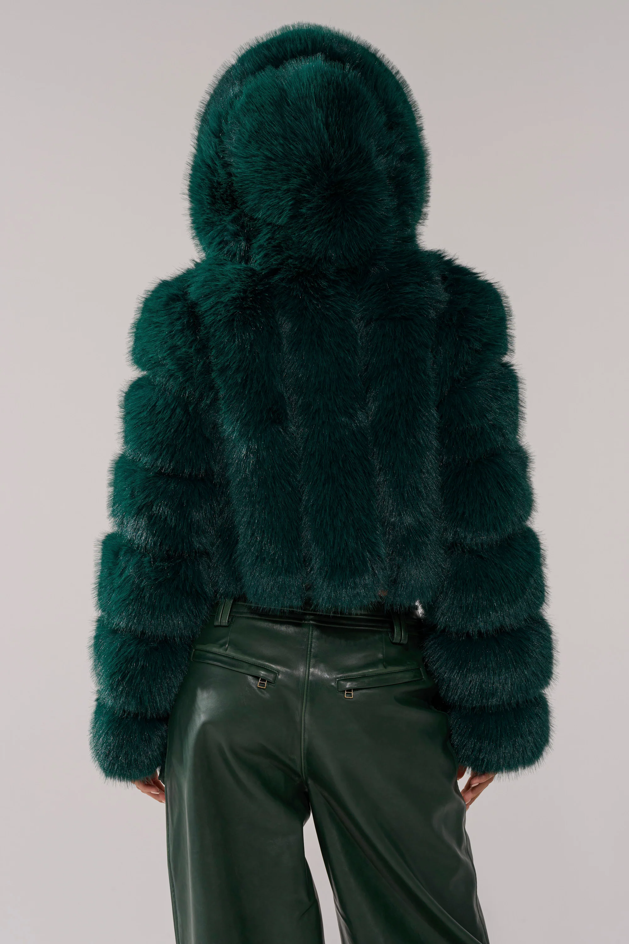 JOLENE FAUX FUR COAT IN EMERALD GREEN - Image 6