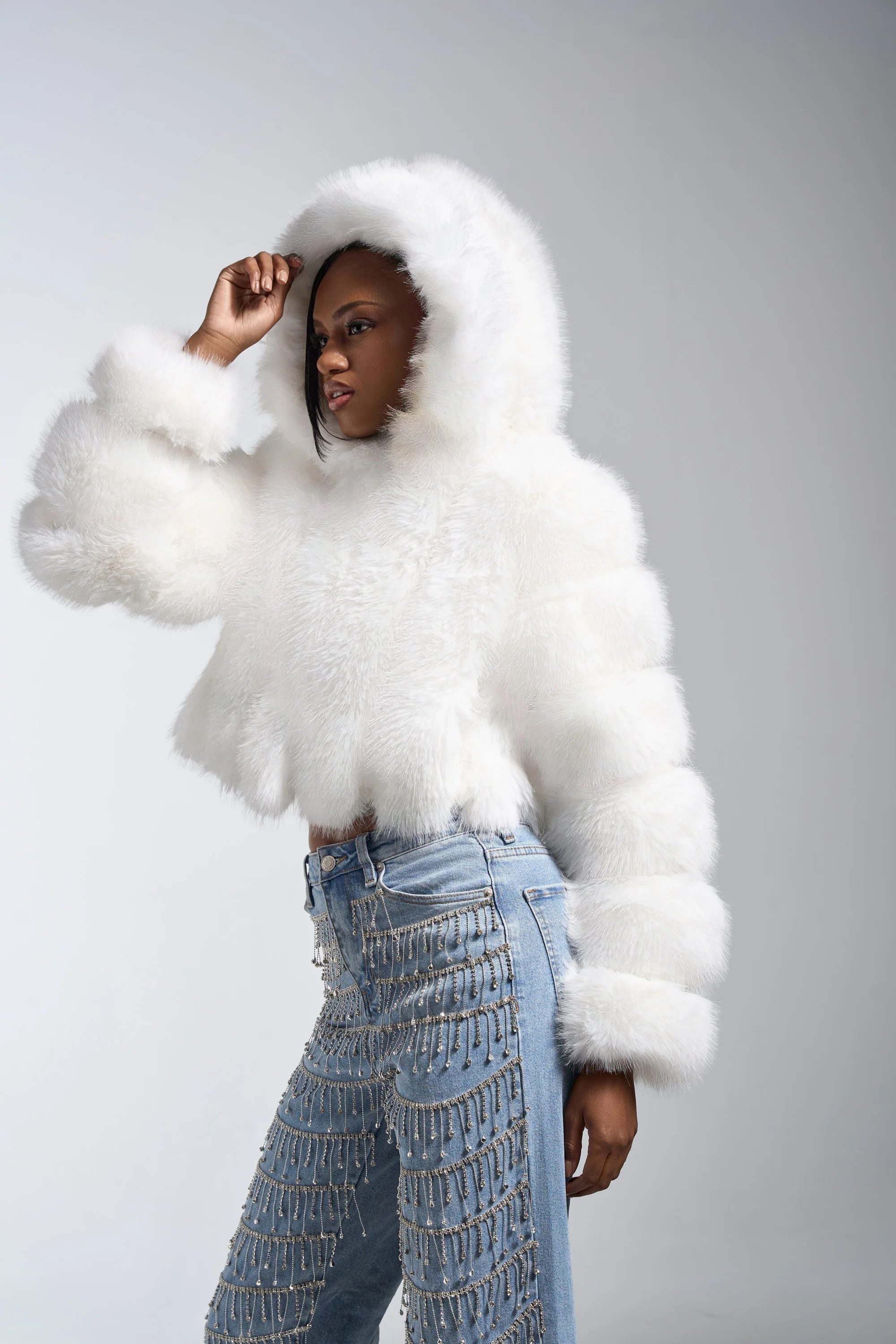 JOLENE FAUX FUR COAT IN WHITE - Image 12