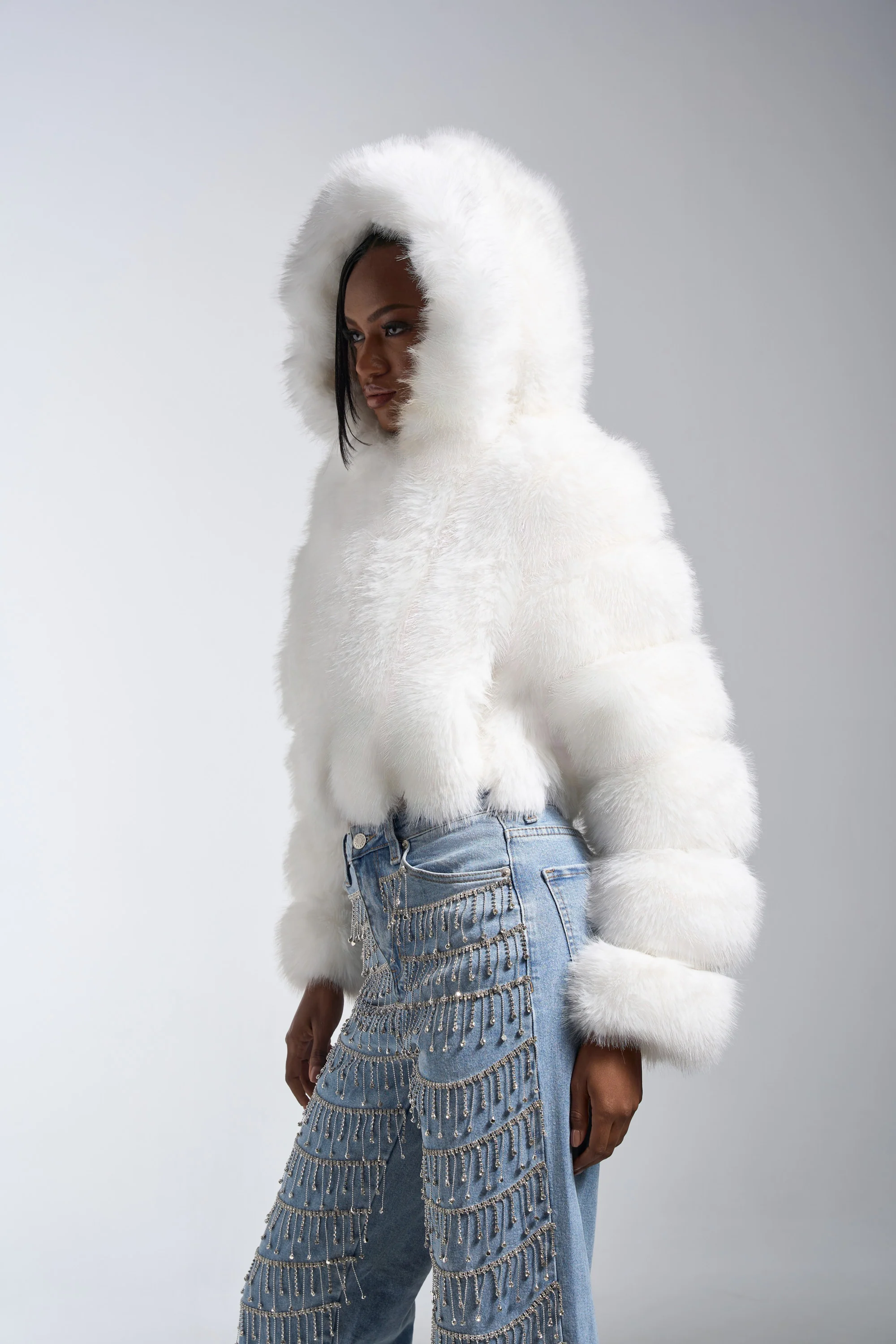 JOLENE FAUX FUR COAT IN WHITE - Image 13