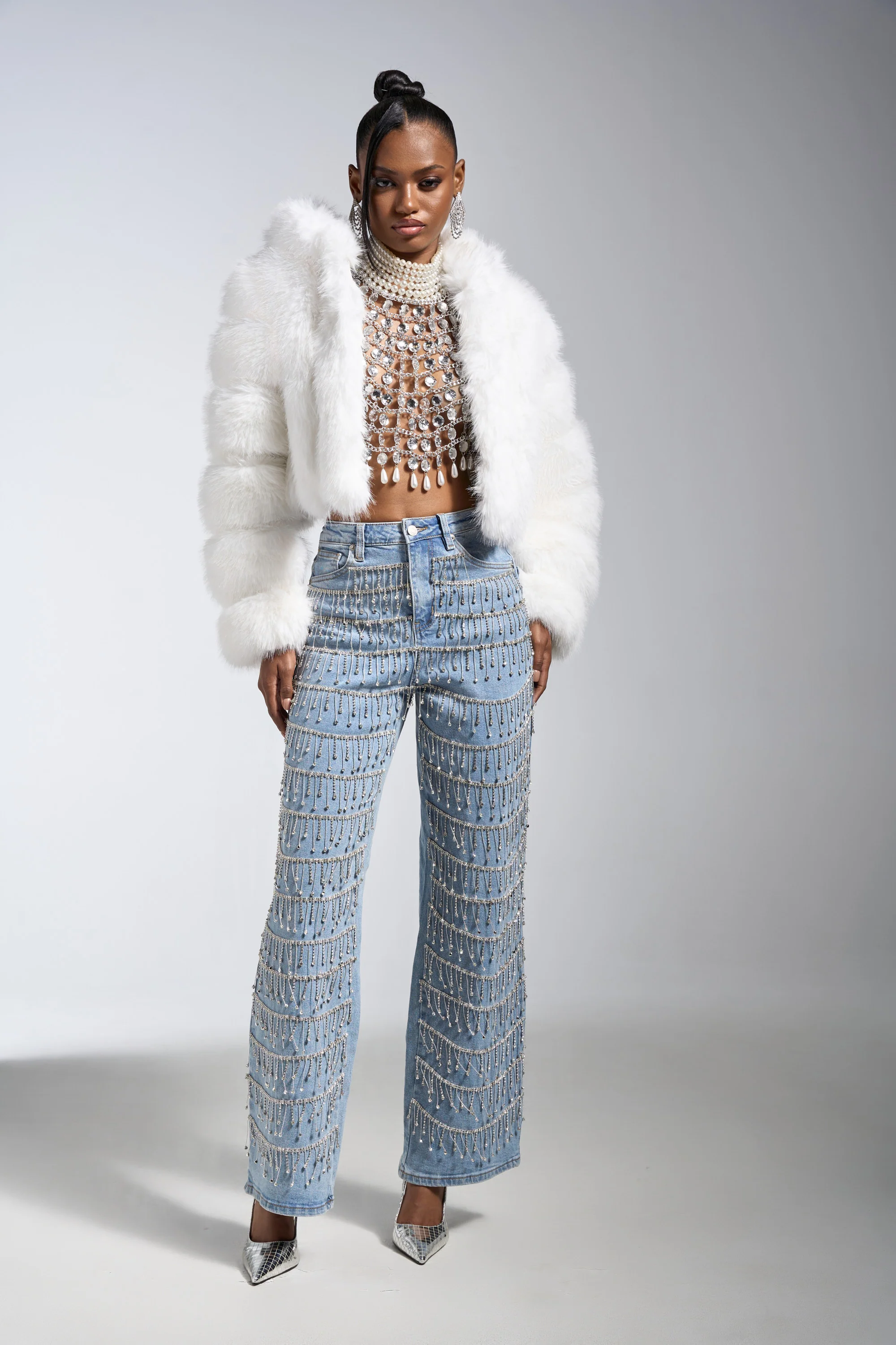 JOLENE FAUX FUR COAT IN WHITE - Image 15