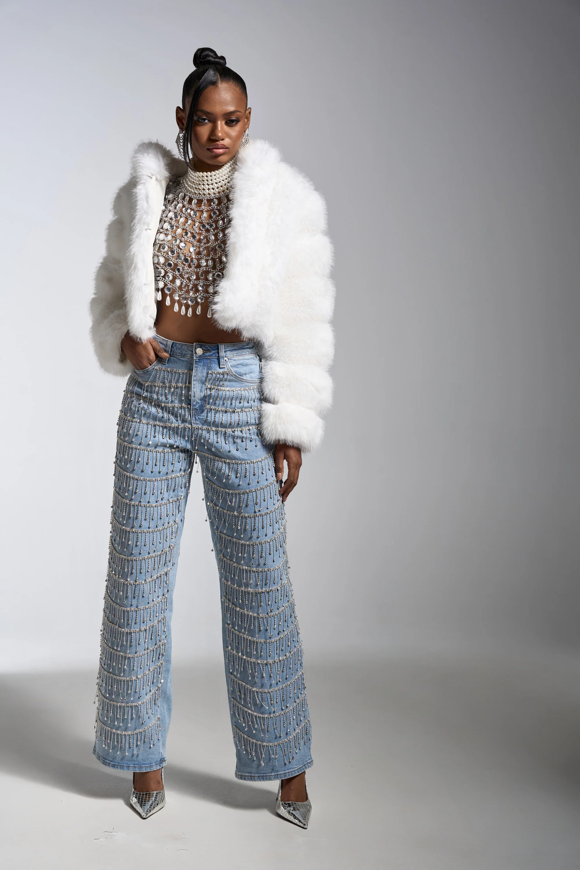JOLENE FAUX FUR COAT IN WHITE - Image 16