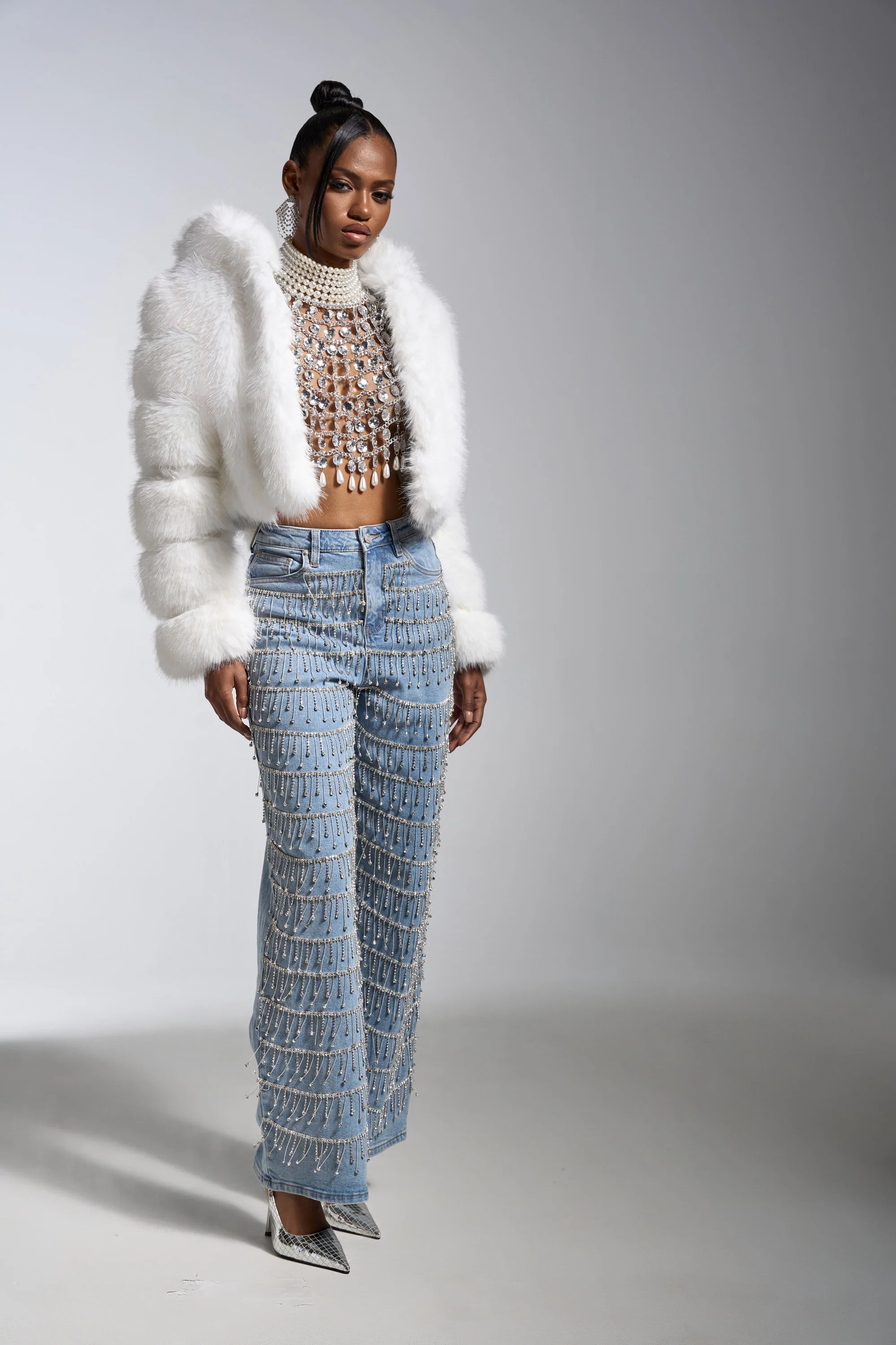 JOLENE FAUX FUR COAT IN WHITE - Image 17