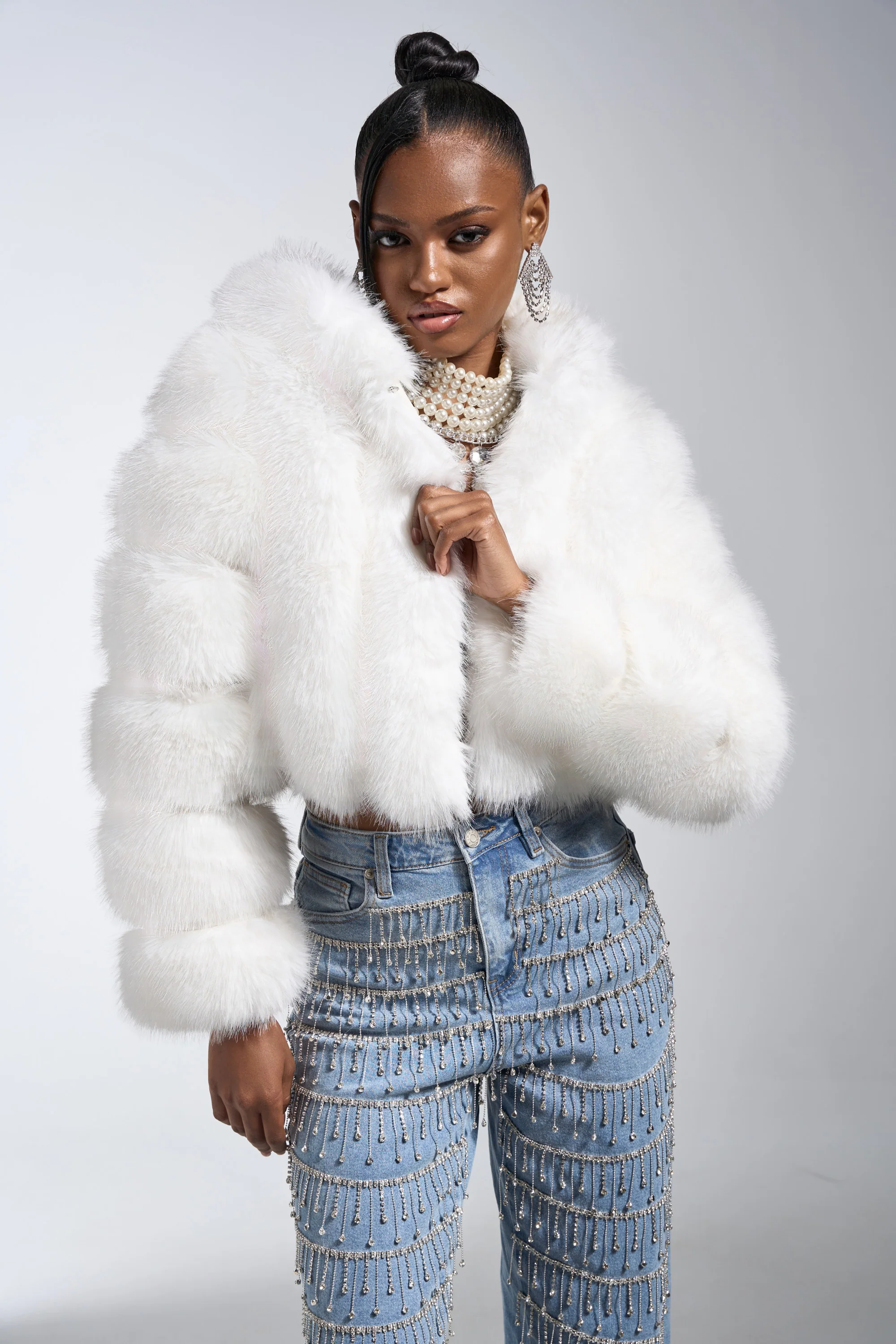 JOLENE FAUX FUR COAT IN WHITE - Image 6
