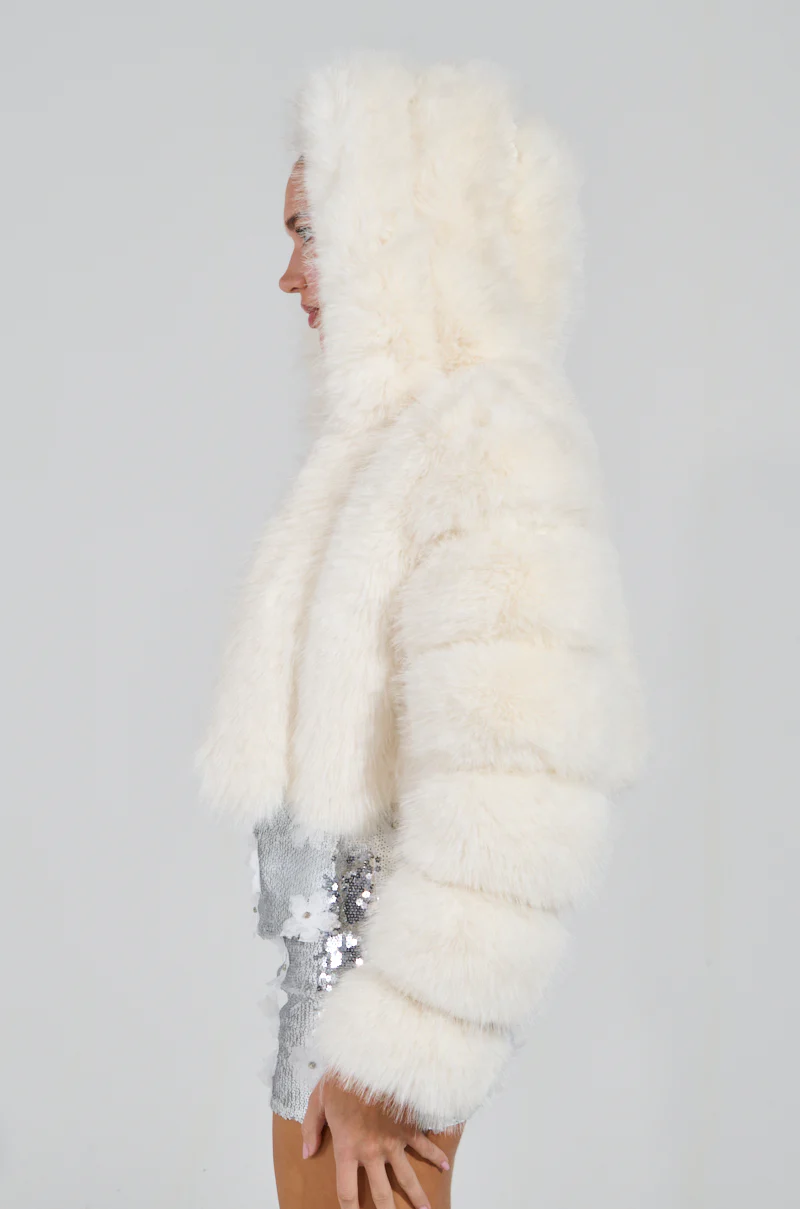 JOLENE FAUX FUR COAT IN WHITE - Image 3