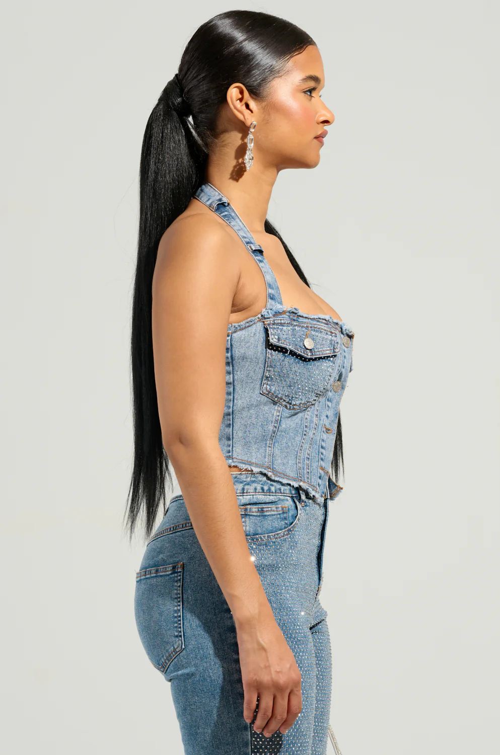 JOLIE RHINESTONE EMBELLISHED DENIM CORSET - Image 2