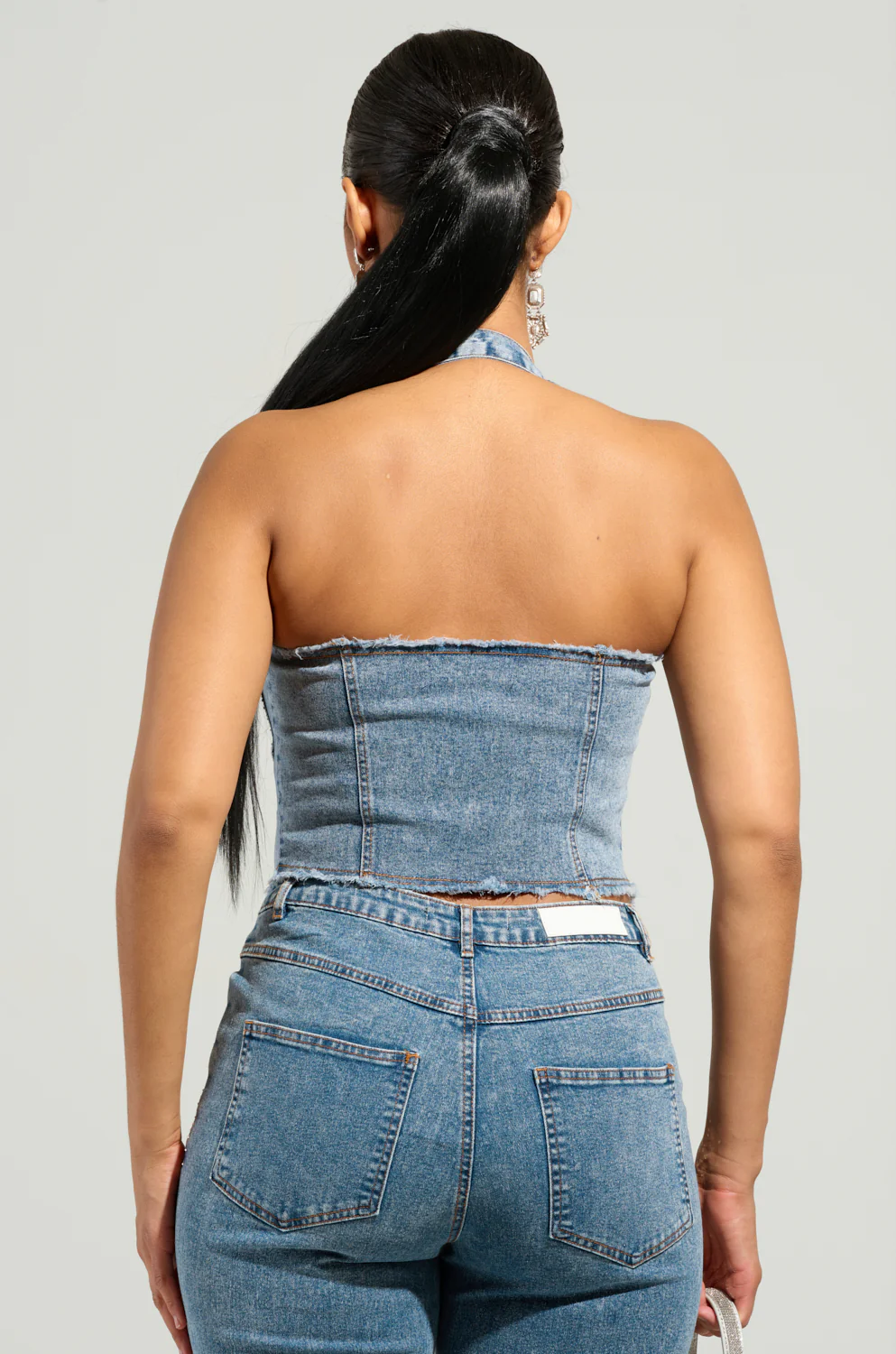 JOLIE RHINESTONE EMBELLISHED DENIM CORSET - Image 3