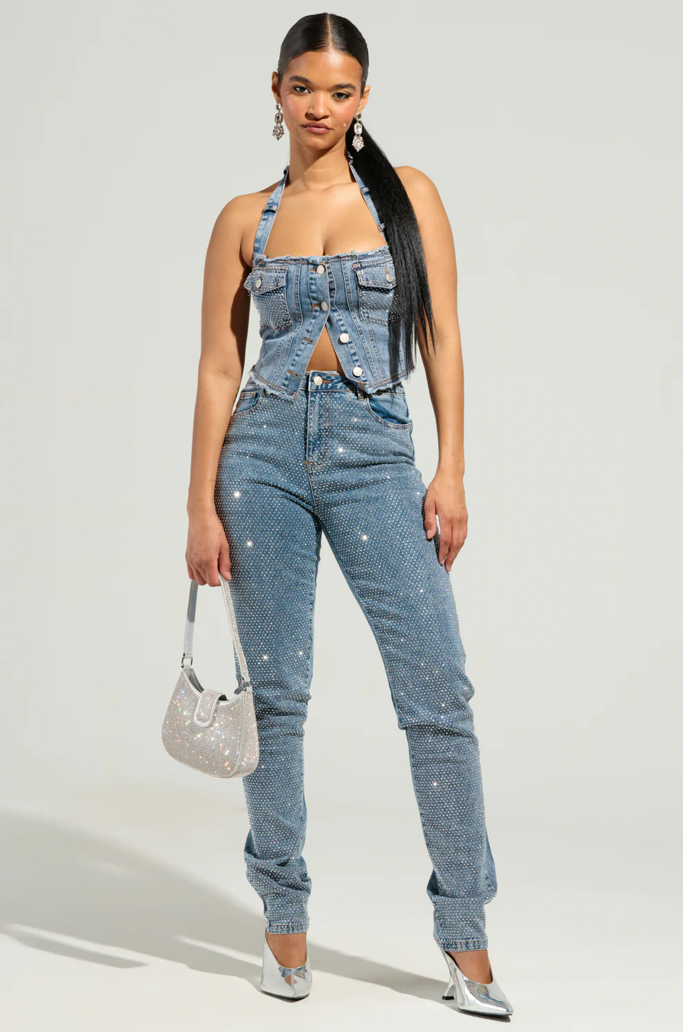 JOLIE RHINESTONE EMBELLISHED DENIM CORSET - Image 6