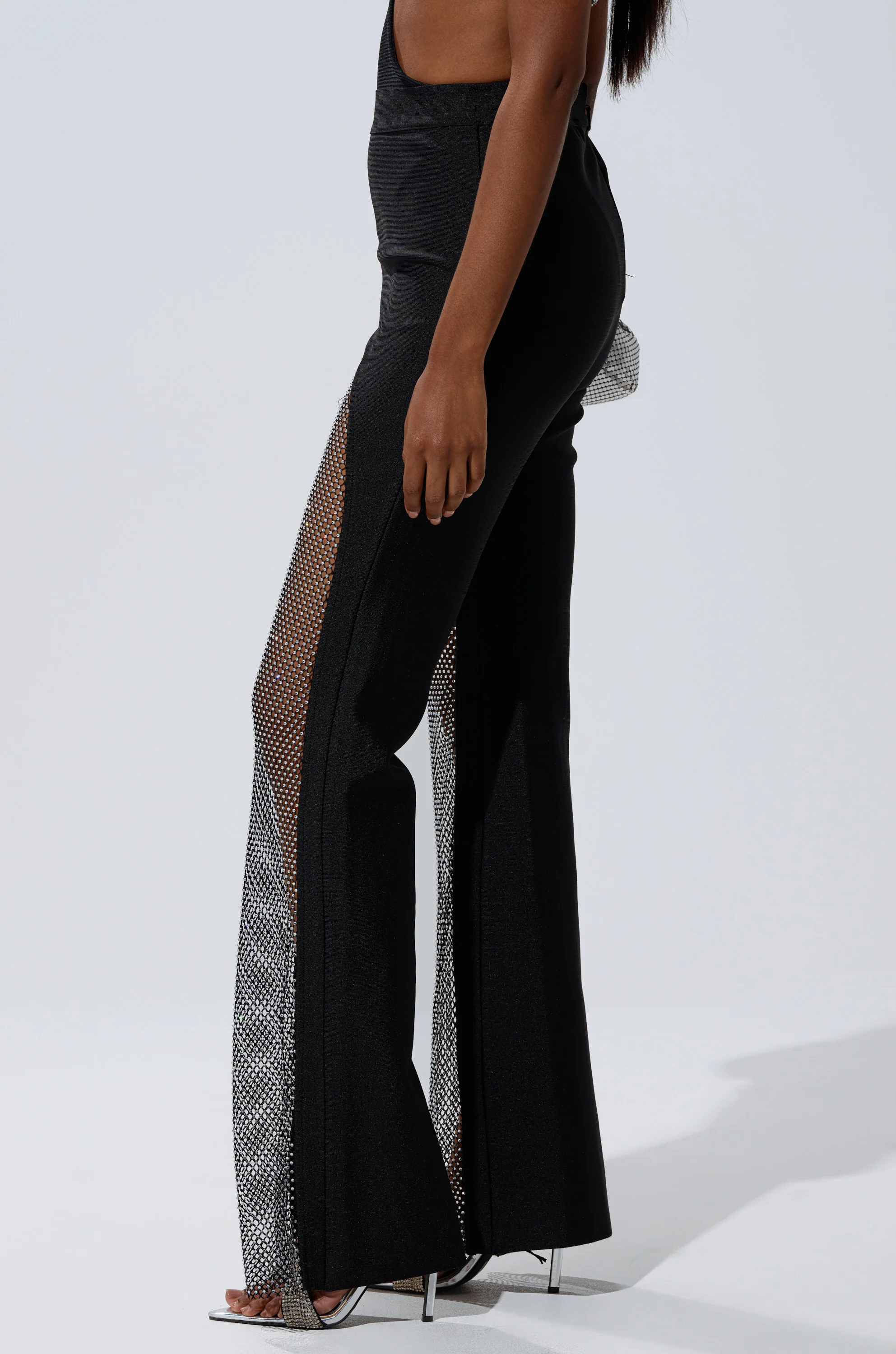 JULIA BANDAGE TROUSER WITH MESH RHINESTONES - Image 4