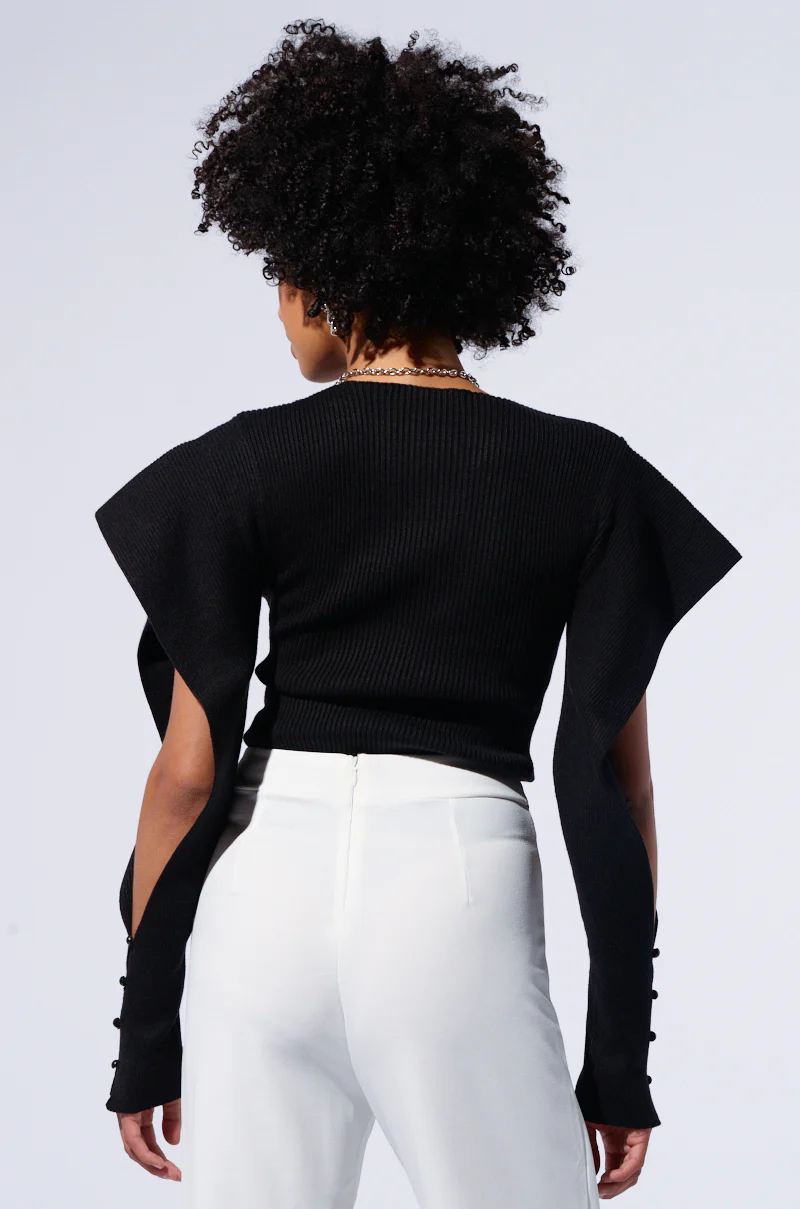 JULIA LONG SLEEVE SWEATER IN BLACK - Image 4