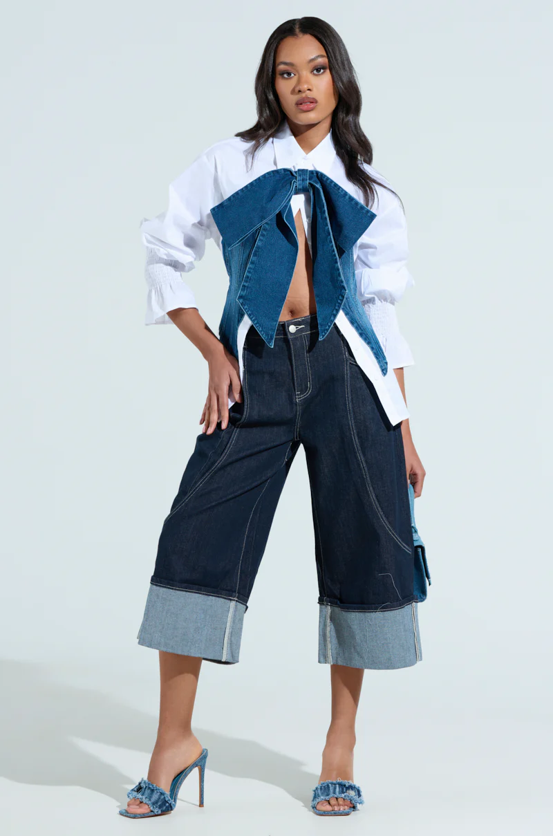 JULIE DENIM BOW BUTTON DOWN - Image 6