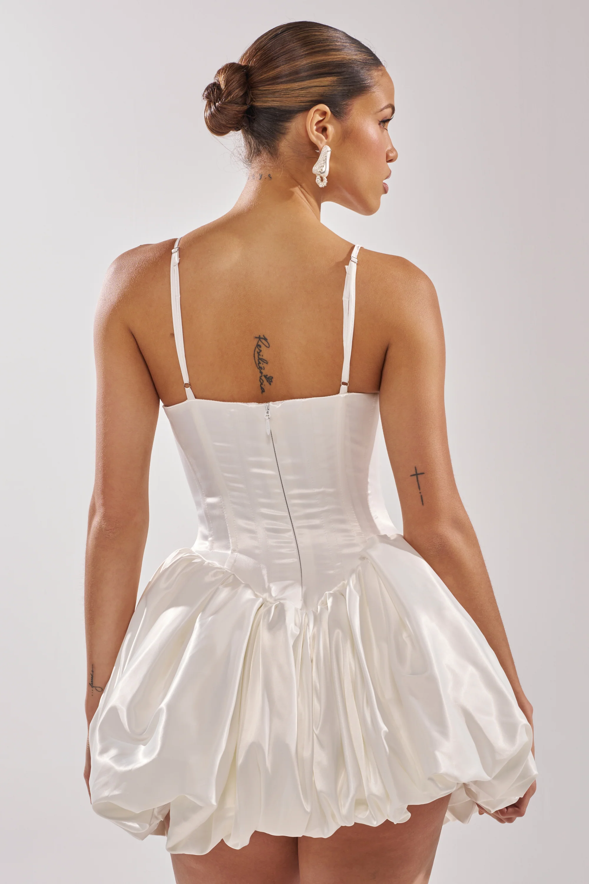 JULIET SATIN MINI DRESS IN IVORY - Image 5