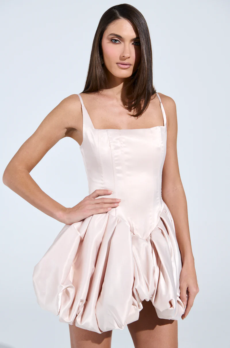 JULIET SATIN MINI DRESS IN LIGHT PINK - Image 3