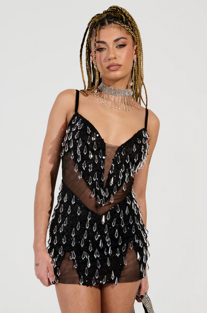 JULIETTE CRYSTAL EMBELLISHED MINI DRESS - Image 2