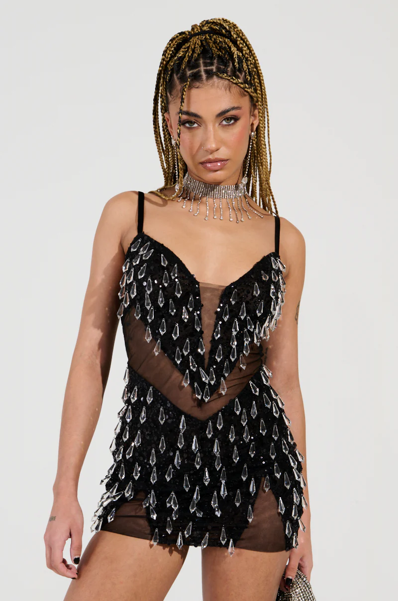 JULIETTE CRYSTAL EMBELLISHED MINI DRESS - Image 3